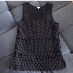 J. Crew Tiered Dot Tank in Navy